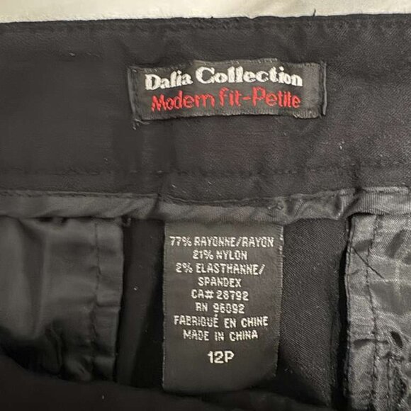 Dalia Collection Womens Flat Front Straight Leg Stretch Dress Pants Black Sz 12P - Picture 6 of 16